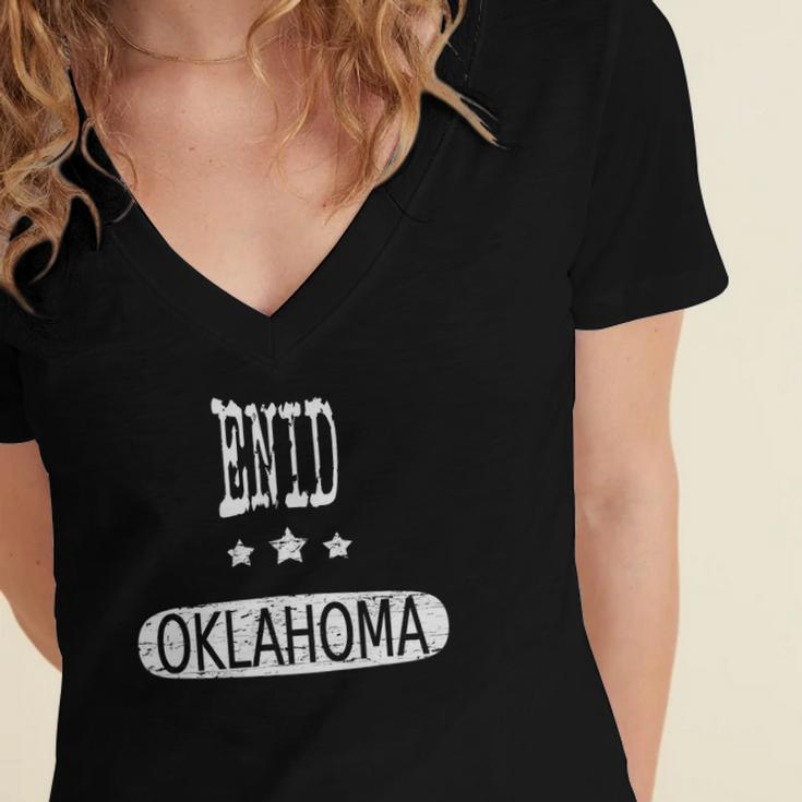 Vintage Enid Oklahoma Home Roots Women's Jersey Short Sleeve Deep V-Neck Tshirt