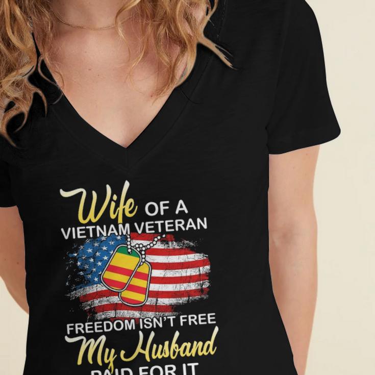 Wife Of Viet Nam Veteran Women's Jersey Short Sleeve Deep V-Neck Tshirt