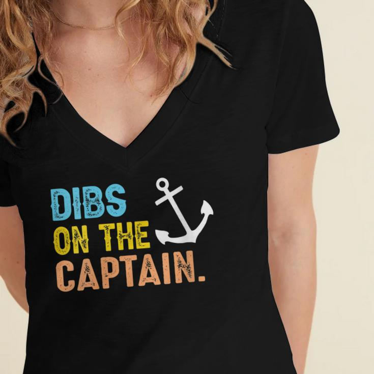 Womens Funny Captain Wife Dibs On The Captain V2 Women's Jersey Short Sleeve Deep V-Neck Tshirt