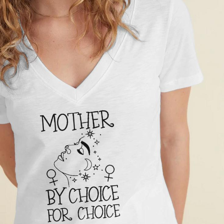 Mother By Choice For Choice Reproductive Rights Abstract Face Stars And Moon Women's Jersey Short Sleeve Deep V-Neck Tshirt