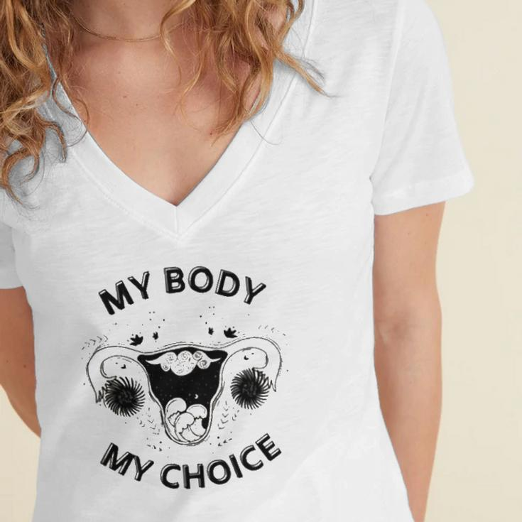 Pro-Choice Texas Women Power My Uterus Decision Roe Wade Women's Jersey Short Sleeve Deep V-Neck Tshirt