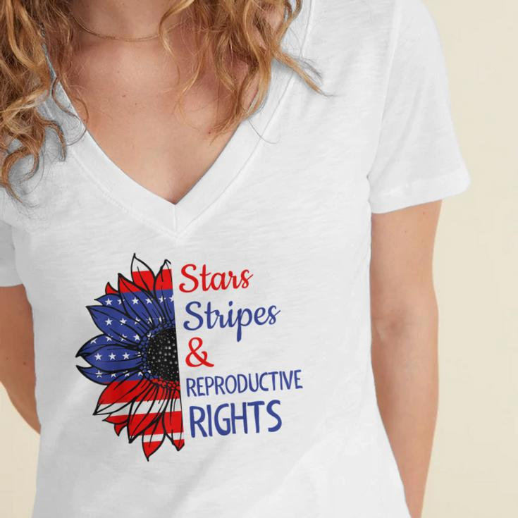 Stars Stripes Reproductive Rights American Flag 4Th Of July V7 Women's Jersey Short Sleeve Deep V-Neck Tshirt