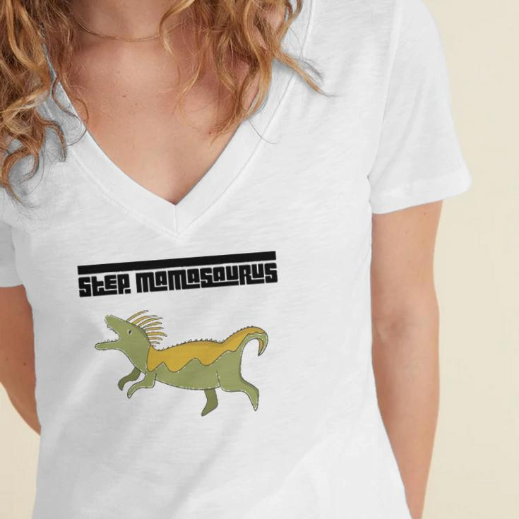 Step Momasaurus For Stepmothers Dinosaur Women's Jersey Short Sleeve Deep V-Neck Tshirt