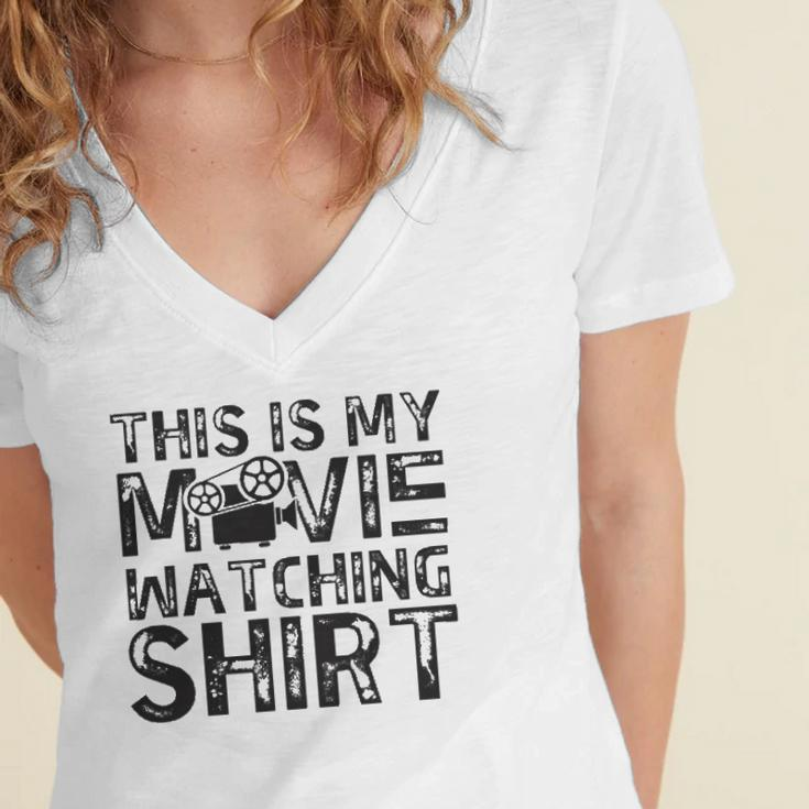 This Is My Movie Watching Family Moving Night Women's Jersey Short Sleeve Deep V-Neck Tshirt