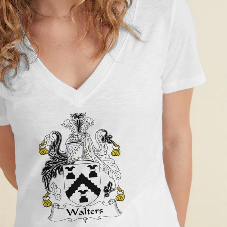 Walters Coat Of Arms &8211 Family Crest Women's Jersey Short Sleeve Deep V-Neck Tshirt