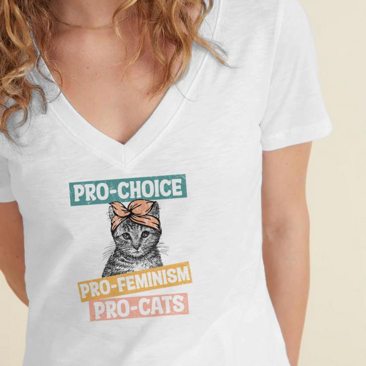 Womens Rights Pro Choice Pro Feminism Pro Cats Women's Jersey Short Sleeve Deep V-Neck Tshirt