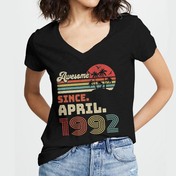 31 Years Old Awesome Since April 1992 31St Birthday Women's Jersey Short Sleeve Deep V-Neck Tshirt