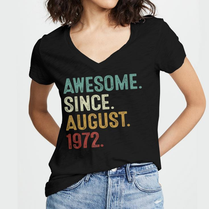 Awesome Since August 1972 50 Years Old 50Th Birthday  Women's Jersey Short Sleeve Deep V-Neck Tshirt
