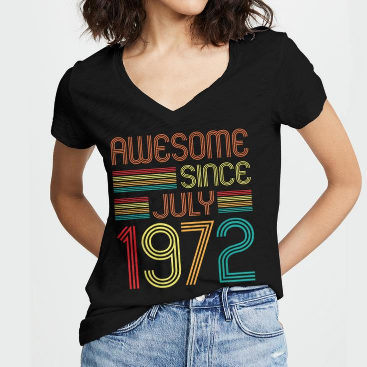 Awesome Since July 1972 Vintage 50Th Birthday 50 Years Old Women's Jersey Short Sleeve Deep V-Neck Tshirt