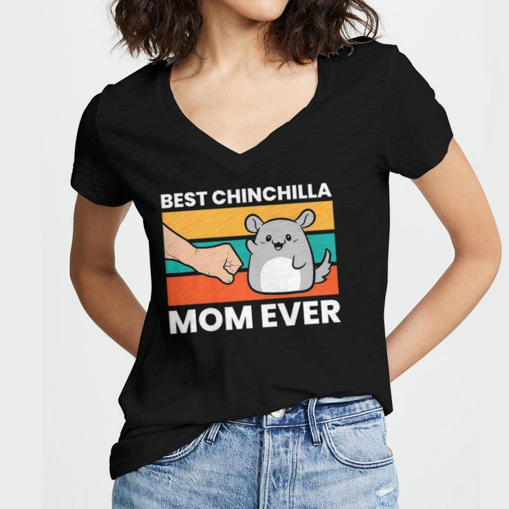 Best Chinchilla Mom Ever Funny Pet Chinchilla Women's Jersey Short Sleeve Deep V-Neck Tshirt