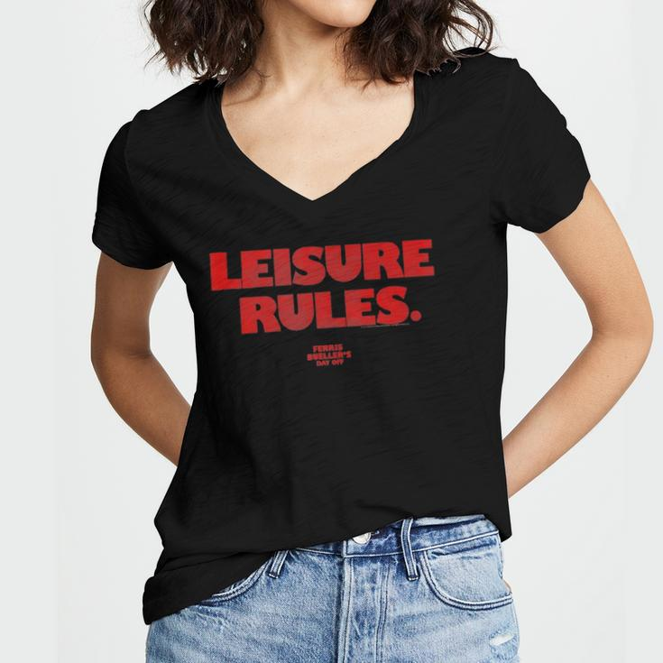 Ferris Bueller&8217S Day Off Leisure Rules Women's Jersey Short Sleeve Deep V-Neck Tshirt