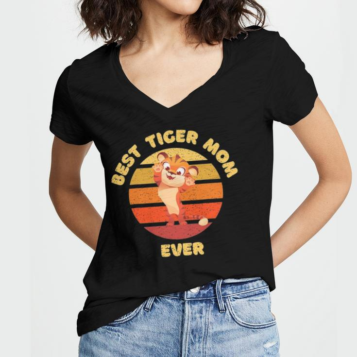 Funny Best Tiger Mom Ever Women's Jersey Short Sleeve Deep V-Neck Tshirt