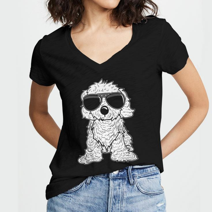 Great Gift For Christmas Very Cool Cavapoo Women's Jersey Short Sleeve Deep V-Neck Tshirt