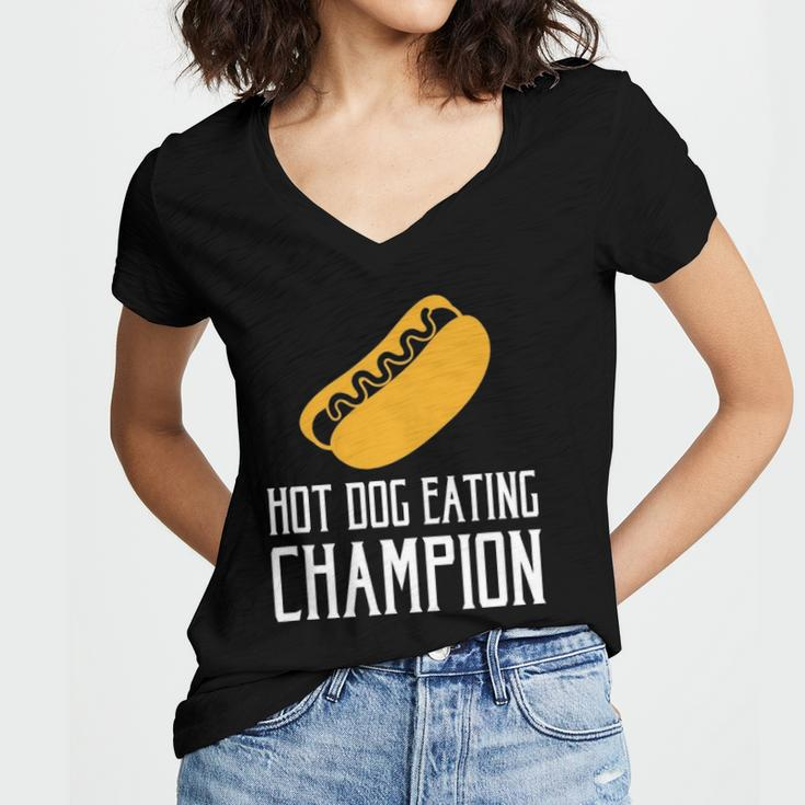 Hot Dog Eating Champion Fast Food Women's Jersey Short Sleeve Deep V-Neck Tshirt