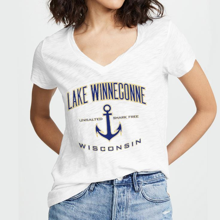 Lake Winneconne Wi For Women &Amp Men Women's Jersey Short Sleeve Deep V-Neck Tshirt