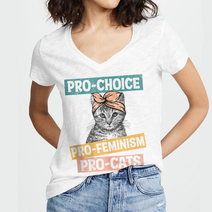 Pro Choice Pro Feminism Pro Cats Feminism Feminist Women's Jersey Short Sleeve Deep V-Neck Tshirt
