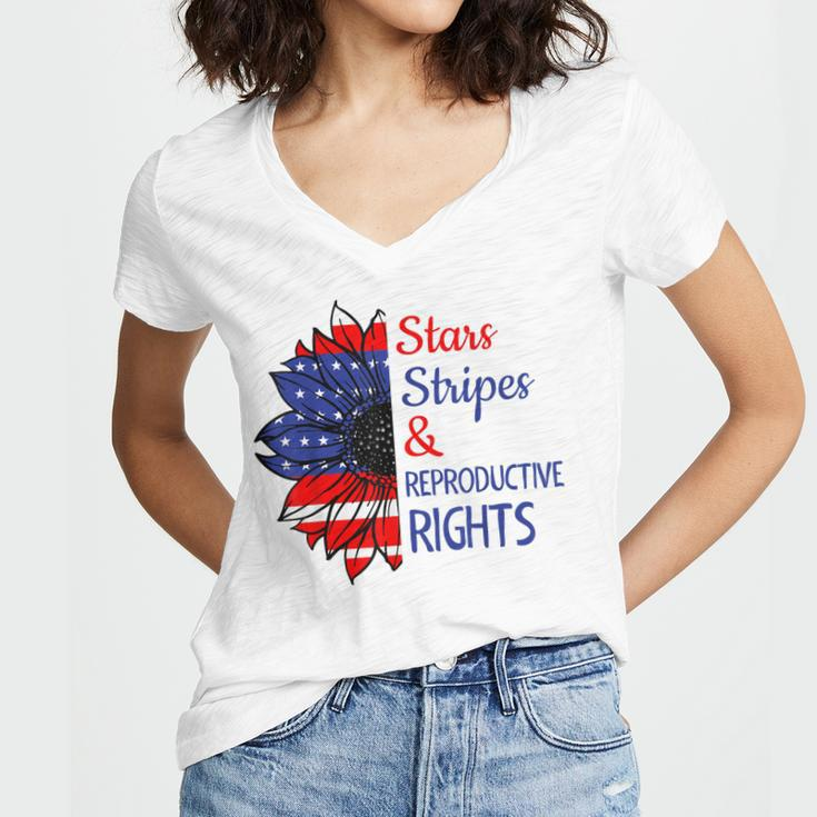 Stars Stripes Reproductive Rights American Flag 4Th Of July V7 Women's Jersey Short Sleeve Deep V-Neck Tshirt