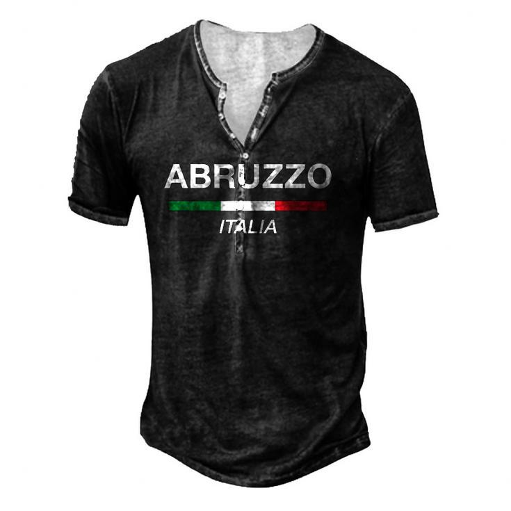 Abruzzo Italian Name Italy Flag Italia Family Surname Men's Henley T-Shirt