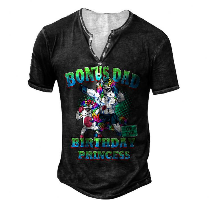 Bonus Dad Of The Birthday Princess Dabbing Unicorn Girl Men's Henley T-Shirt