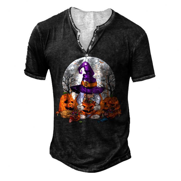 Cute Gnomes Happy Halloween Fall Candy Corn Pumpkin Men Kid  V3 Men's Henley Button-Down 3D Print T-shirt