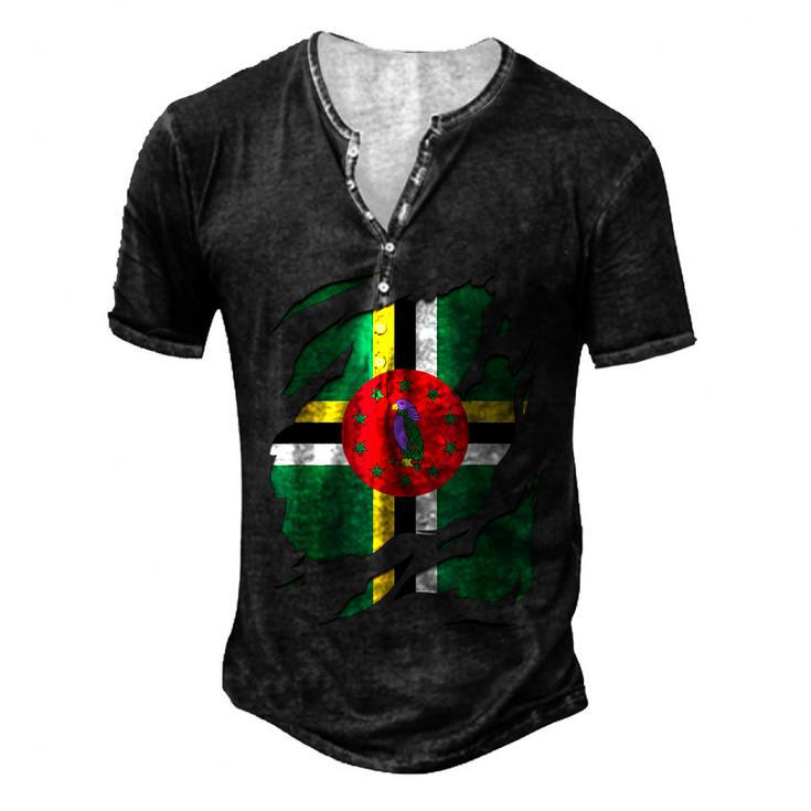 Dominica Flag   Men's Henley Button-Down 3D Print T-shirt
