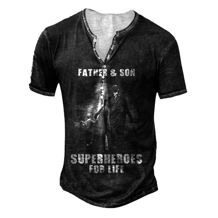 Father And Son Superheroes Men's Henley T-Shirt