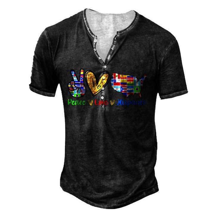 Gifts Peace Love Hispanic Heritage Month Decoration Country Men's Henley Button-Down 3D Print T-shirt