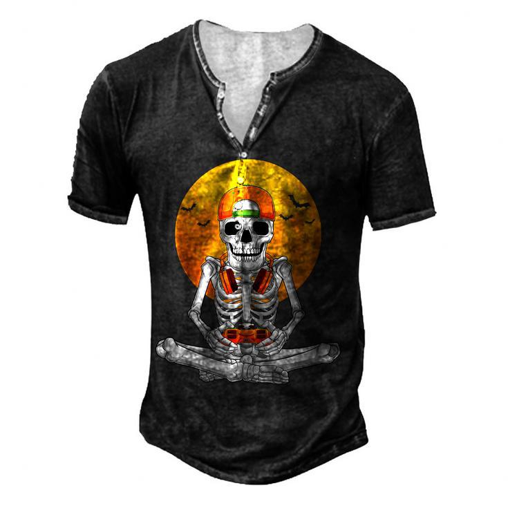 Halloween Skeleton Gamer Video Gaming Boys Men Kids Ns Men's Henley Button-Down 3D Print T-shirt