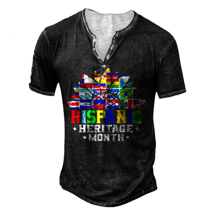 Happy National Hispanic Heritage Month Decoration Flags  Men's Henley Button-Down 3D Print T-shirt