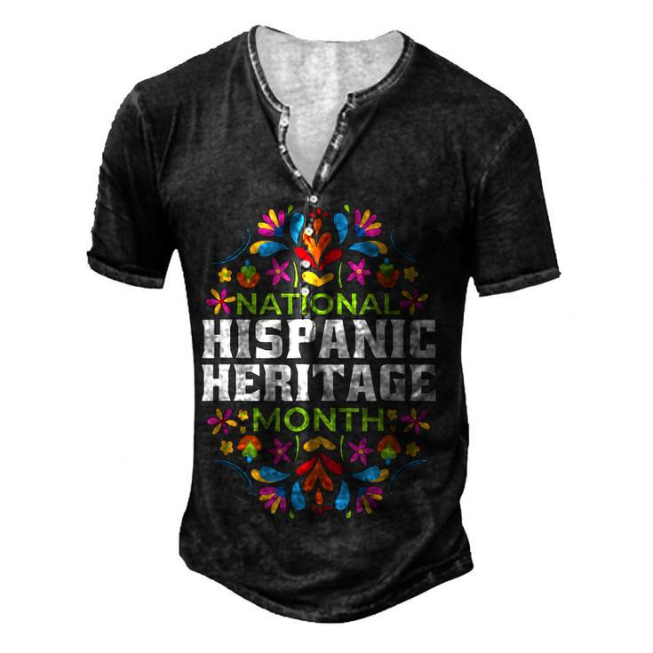 Happy National Hispanic Heritage Month Latino Pride Flag  V2 Men's Henley Button-Down 3D Print T-shirt