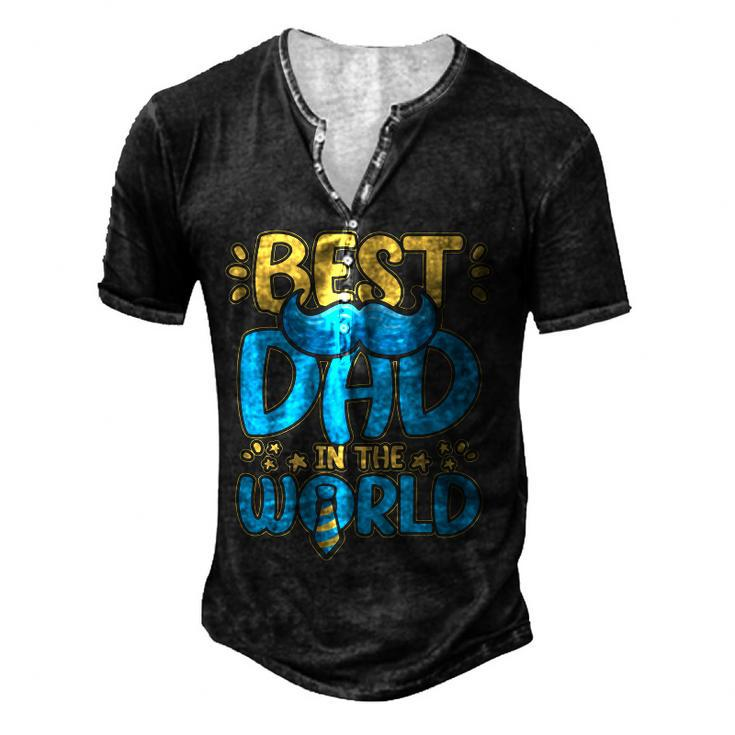 Mens Best Dad In The World For A Dad   Men's Henley Button-Down 3D Print T-shirt