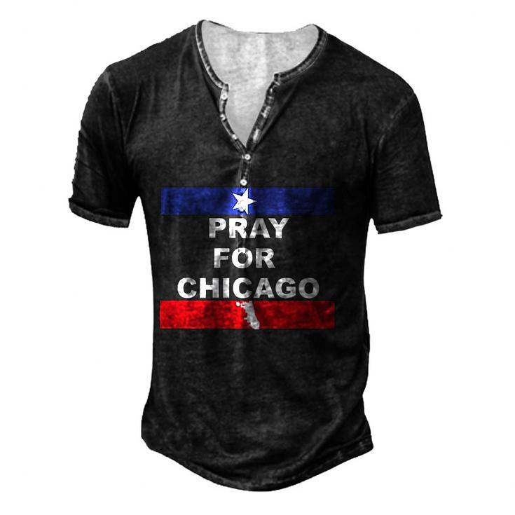 Nice Pray For Chicago Chicao Shooting Men's Henley T-Shirt