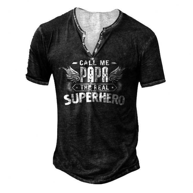Papa The Real Superhero Men's Henley T-Shirt