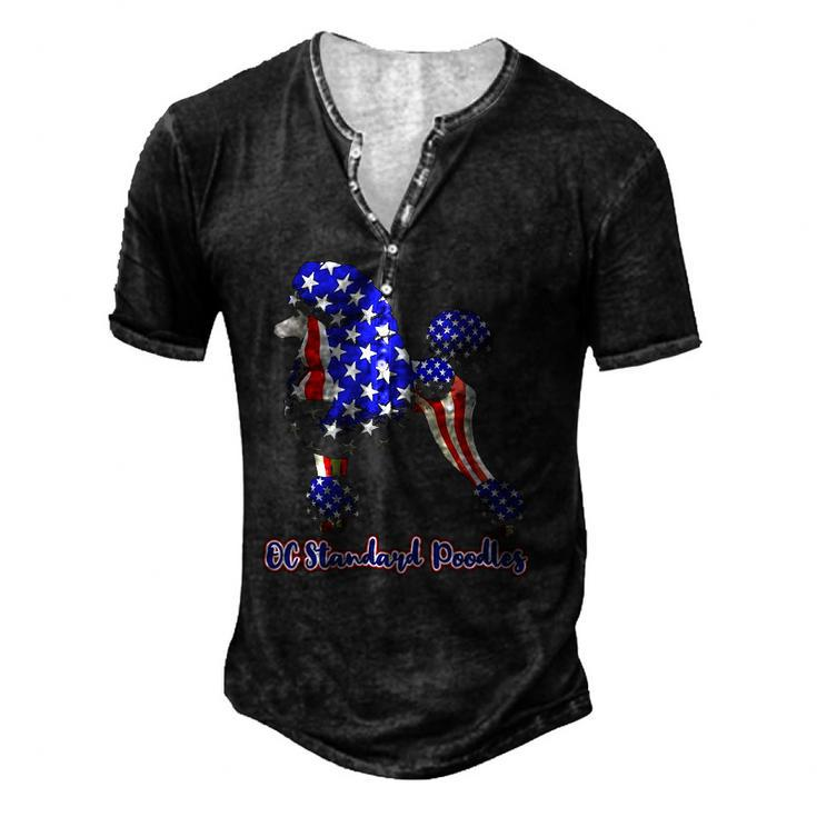 Patriotic Flag Poodle For American Poodle Lovers Men's Henley T-Shirt