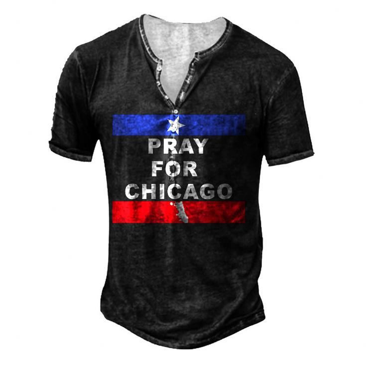 Pray For Chicago Encouragement Distressed Men's Henley T-Shirt