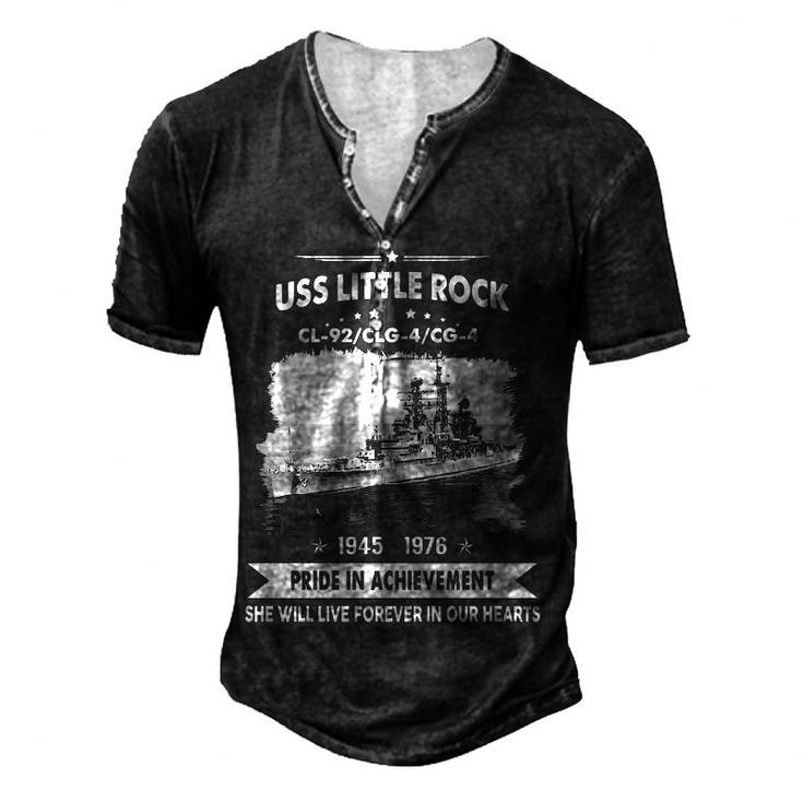 Uss Little Rock Cg 4 Clg 4 Cl  Men's Henley Button-Down 3D Print T-shirt