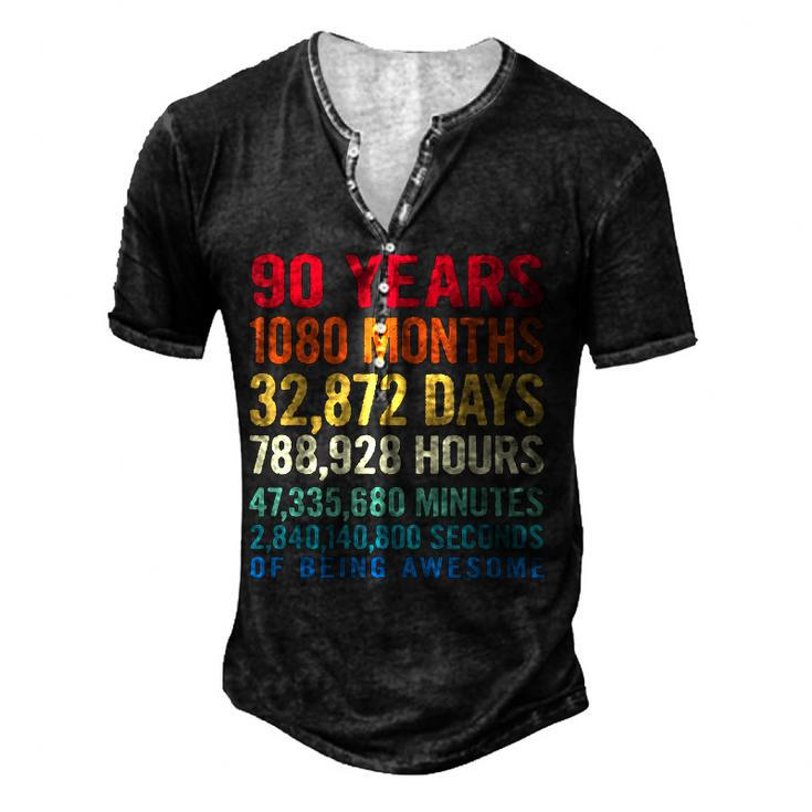 Vintage 90 Years Of Being Awesome Unique 90Th Birthday Men's Henley T-Shirt