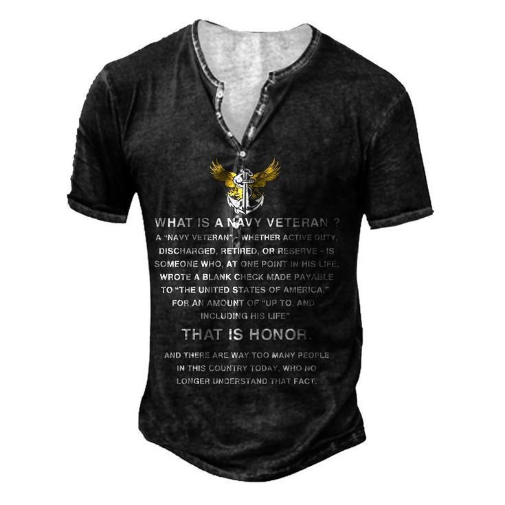 What Is A Navy Veteran Men's Henley Button-Down 3D Print T-shirt