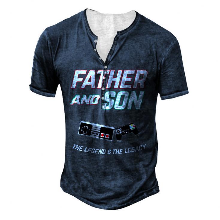 Father Nd Son Matching Outfit Gamer Video Gaming Fathers Day V2 Men s Henley Button Down 3D Print T shirt Thegiftio UK