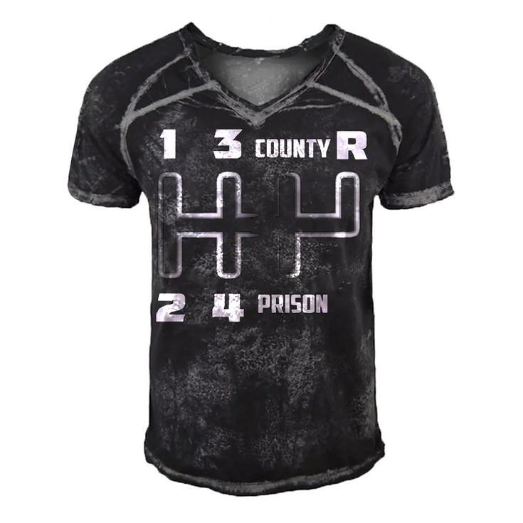 1 2 3 County Prison Men's Short Sleeve V-neck 3D Print Retro Tshirt