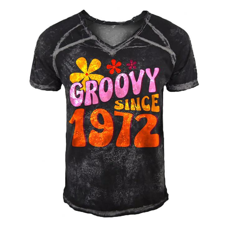 50Th Birthday Groovy Since 1972  Men's Short Sleeve V-neck 3D Print Retro Tshirt