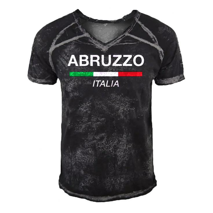 Abruzzo Italian Name Italy Flag Italia Family Surname Men's Short Sleeve V-neck 3D Print Retro Tshirt