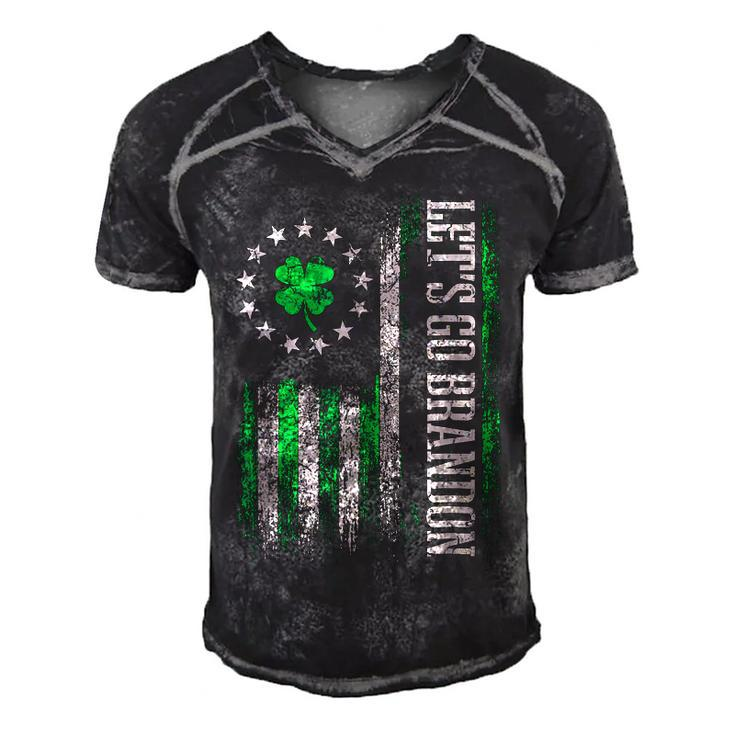 American Flag Patriots Lets Go Brandon St Patricks Day  Men's Short Sleeve V-neck 3D Print Retro Tshirt