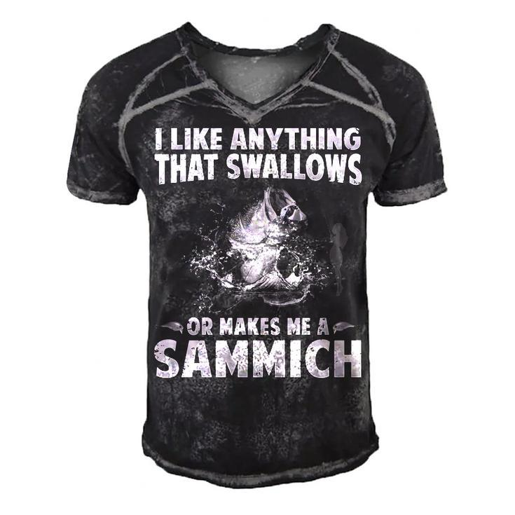 Anything That Swallows Men's Short Sleeve V-neck 3D Print Retro Tshirt