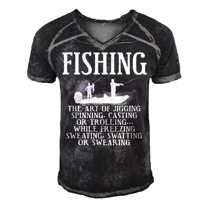 Art Of Fishing Men's Short Sleeve V-neck 3D Print Retro Tshirt