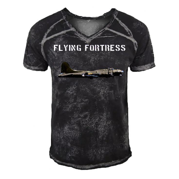 B-17 Flying Fortress  Ww2 Bomber Airplane Pilot   Men's Short Sleeve V-neck 3D Print Retro Tshirt