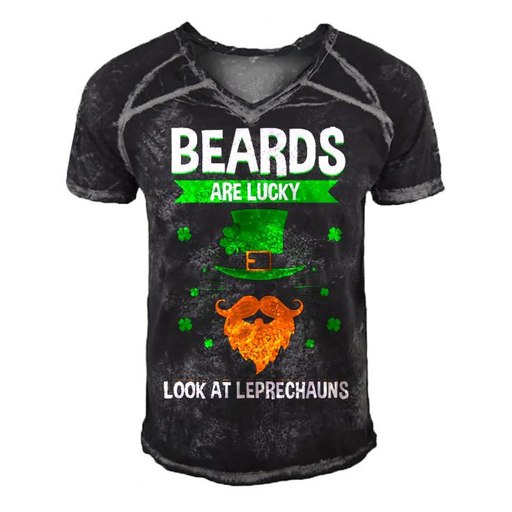 Beards Are Lucky Men's Short Sleeve V-neck 3D Print Retro Tshirt