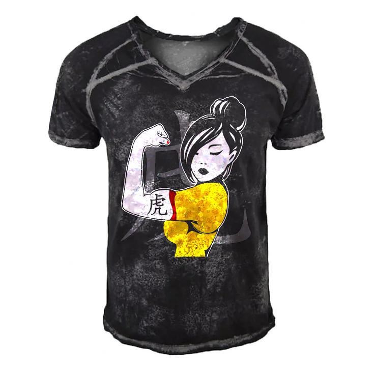 Chinese Woman &8211 Tiger Tattoo Chinese Culture Men's Short Sleeve V-neck 3D Print Retro Tshirt