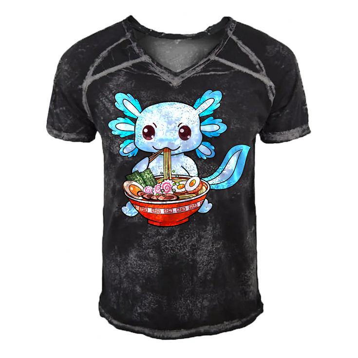 Cute Axolotl Ramen Noodles Anime Kawaii Kids Boys N Girl  Men's Short Sleeve V-neck 3D Print Retro Tshirt