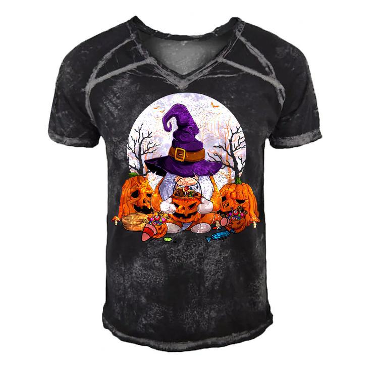 Cute Gnomes Happy Halloween Fall Candy Corn Pumpkin Men Kid  V3 Men's Short Sleeve V-neck 3D Print Retro Tshirt